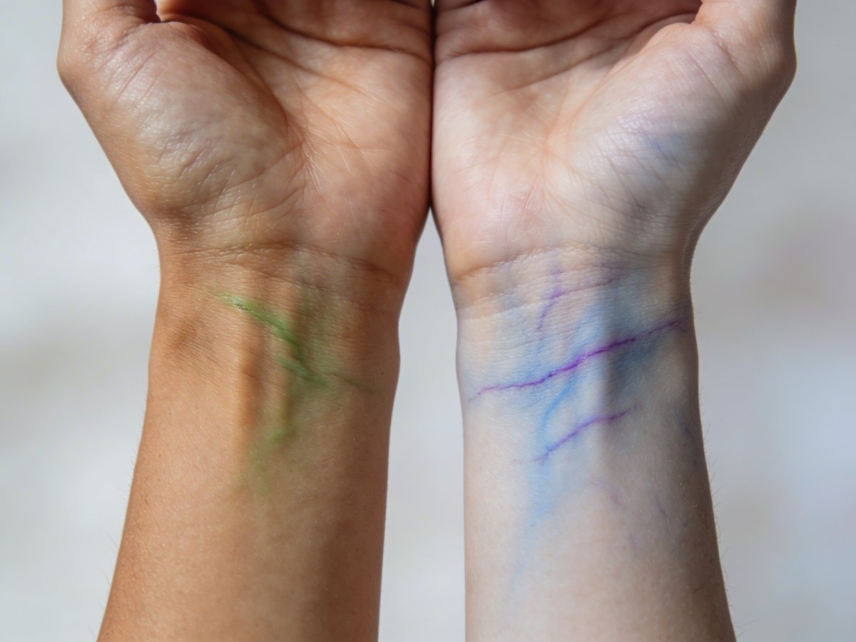 Illustration des Venen-Tests zur Bestimmung des Hautunertons