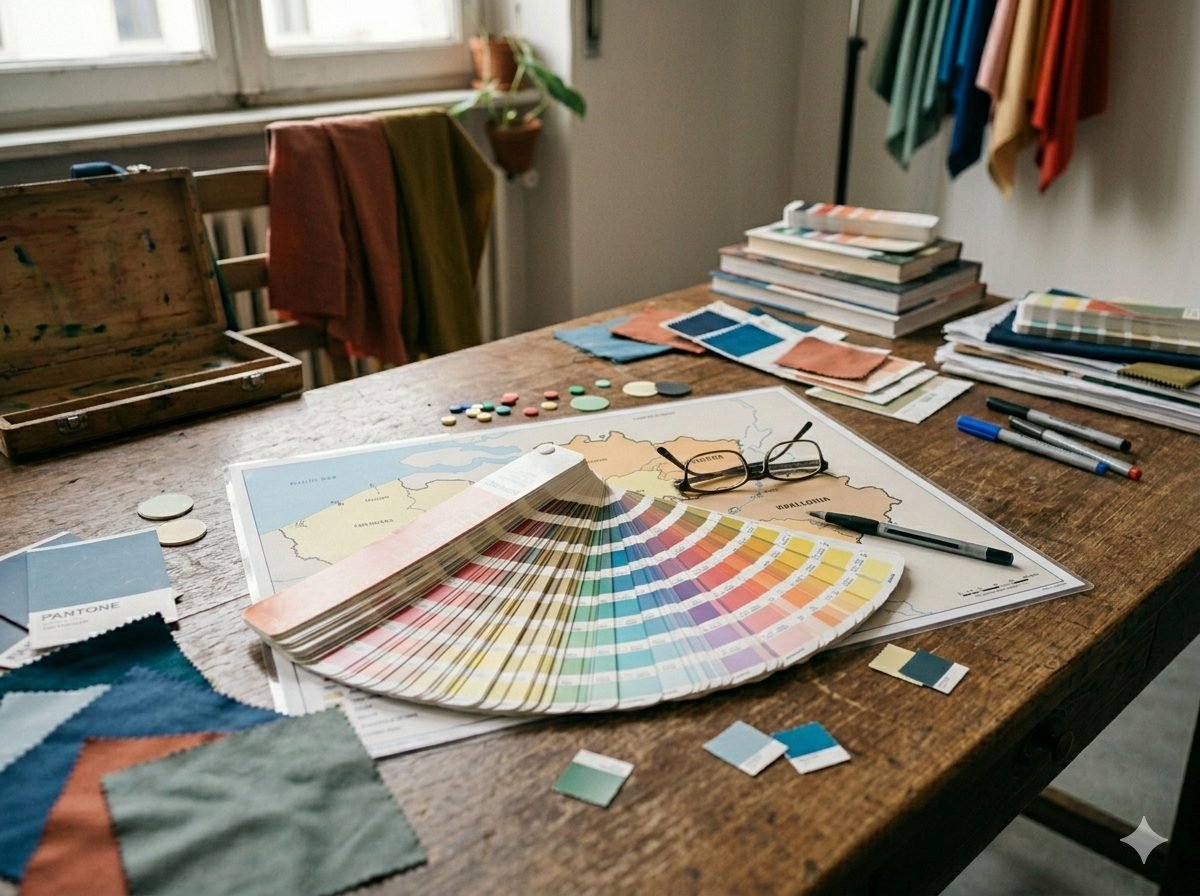 Draping-Test mit bunten Tüchern zur Bestimmung des Farbtyps und der Jahreszeit